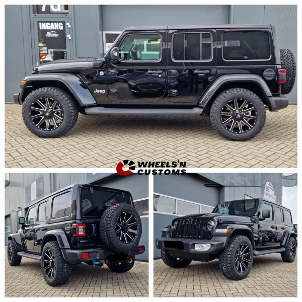 Jeep Wrangler 2023 - 20 inch Fuel Offroad-wielen / FC615 Contra Gloss Black Milled face - 5x127 9J ET20