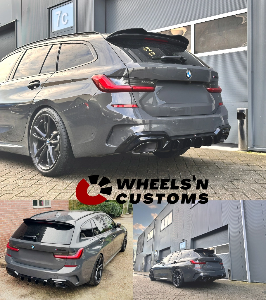 We hebben deze BMW M340I uitgerust met nieuwe Maxton Design producten Spoiler Cap 3D BMW 3 Standard / M340 / M-Pack / M3 Touring G21 / G81 Achterspoiler BMW M340I G20 / G21 (past op auto met trekhaak)
