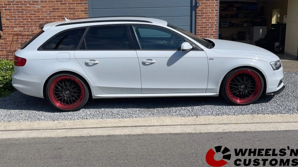 Audi A4 B8 - 20 inch STR Racing KS014 Gloss Black Red lip - 5x112 8.5J ET38.